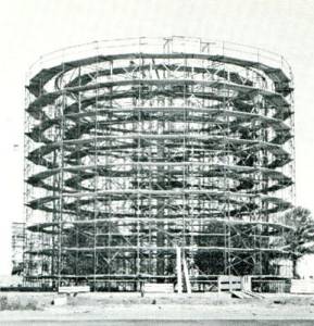 Steel scaffold surrounds Astral Fountain