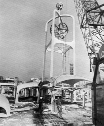 Installation of Dining Shell Roofs